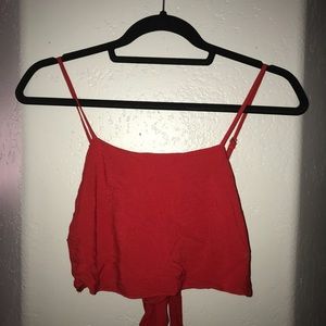 BRANDY RED TIE CROP TOP